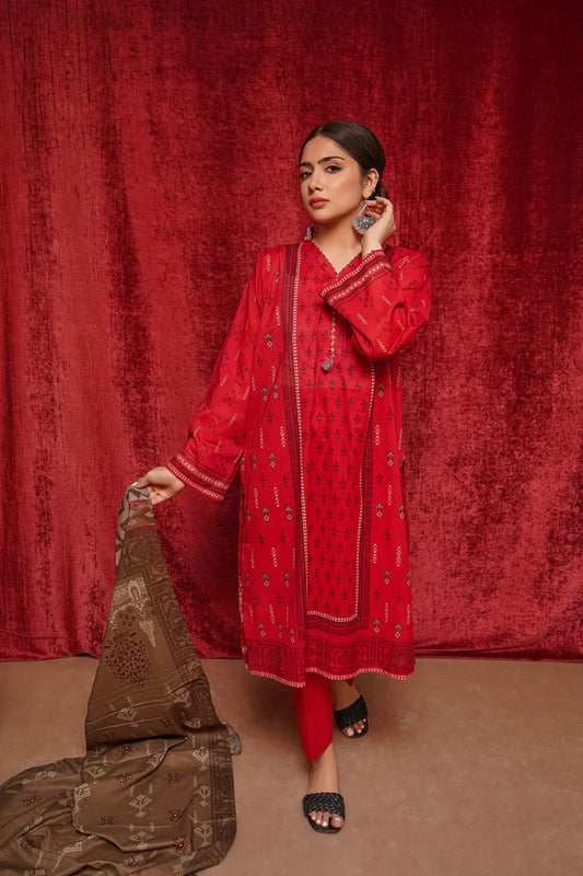 3 Piece - Printed Khaddar Suit (Urge) | D - 601