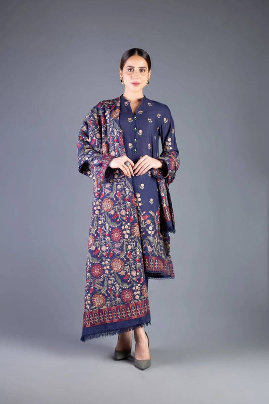 3 Piece - Bareeze Embroidered Dhanak (Blue) Suit | FCC - 192
