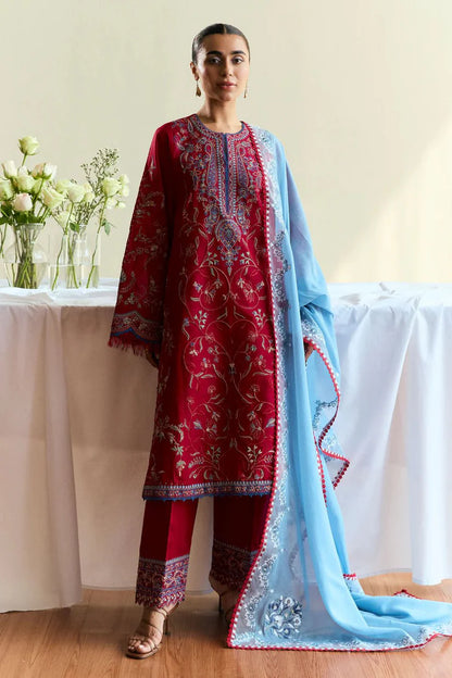 Zarashahjhan Embroidered lawn Three Piece COCO-47 RED