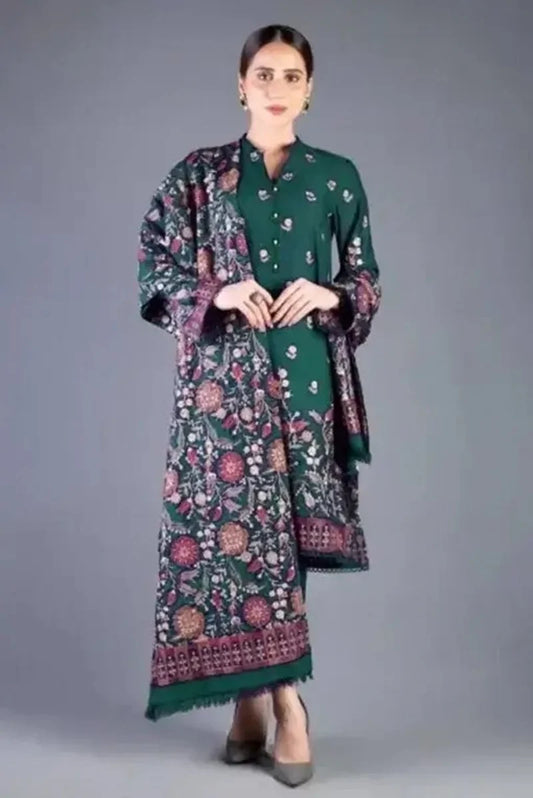3 Piece - Bareeze Mongia Embroidered Dhanak Suit | FCC - 192