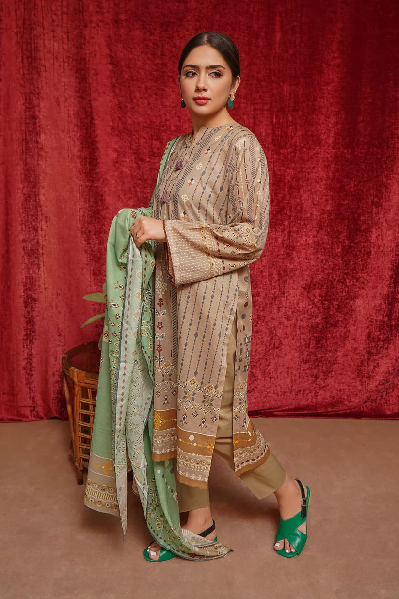 3 Piece - Khaddar Printed Suit (Urge) | D - 600