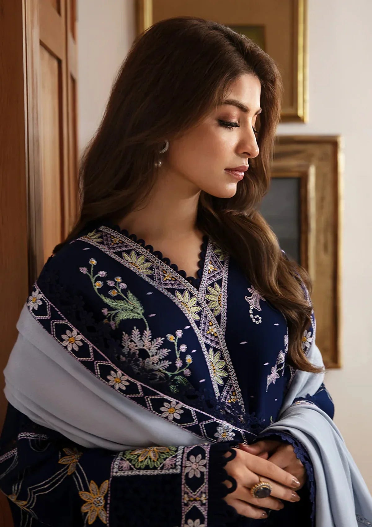 Coco Embroidered Dhanak Three Piece D-234