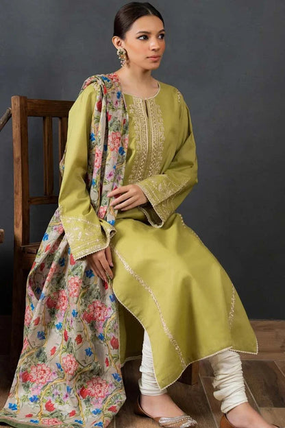 3 Piece - Zellbury Lime Unstitched Embroidered Suit | SP - 31